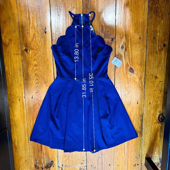 Charlotte Russe Women's Navy Blue Scalloped Skater Dress Size M - Picture 13 of 14